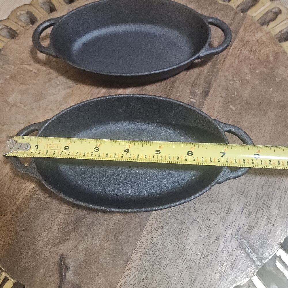 SET OF 2 PIONEER WOMAN MINI CAST IRON OVAL AU GRATIN SINGLE SERVE BAKING DISH - Picture 10 of 14